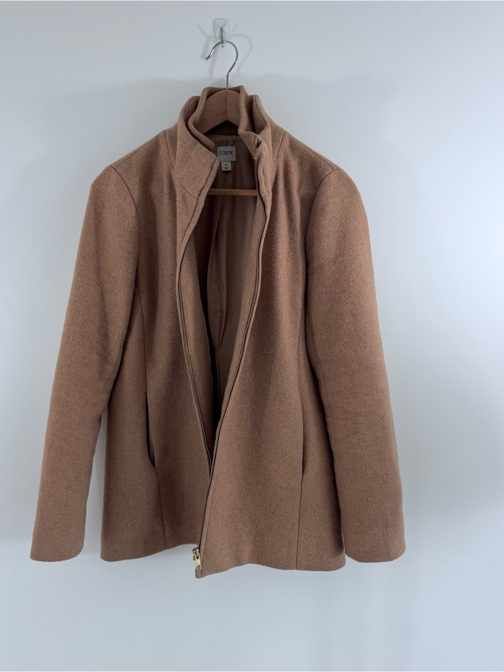 JCrew Classic Zip-Front Fleece Jacket in Camel - Picture 2 of 9